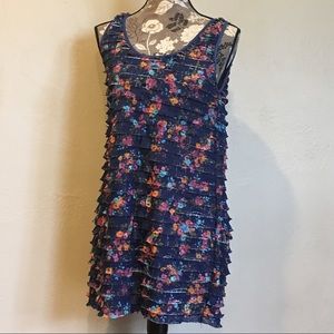 Free People Floral Ruffled Tank Dress Medium
